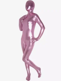 Unisex Pinkish Purple Shiny Metallic Zentai Suit