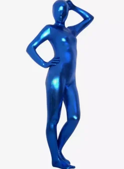 Unisex Royal Blue Latex Shiny Metallic Zentai Suit
