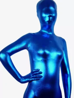 Unisex Royal Blue Shiny Metallic Zentai Suit