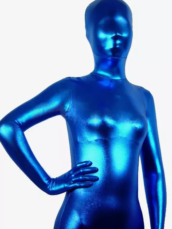 Unisex Royal Blue Shiny Metallic Zentai Suit