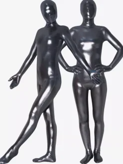 Unisex Silver Gray Shiny Metallic Zentai Suit