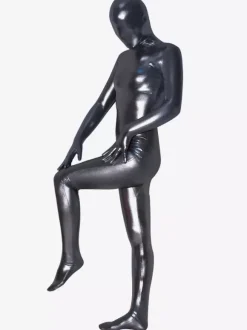 Unisex Silver Gray Shiny Metallic Zentai Suit