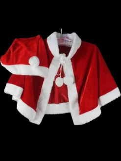 Unisex Christmas Cape Red Polyester Fiber Cloak Hat Color Block Christmas Holidays Costumes