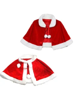 Unisex Christmas Cape Red Polyester Fiber Cloak Hat Color Block Christmas Holidays Costumes