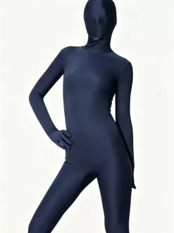 Unisex Dark Blue Lycra Spandex Zentai Suit