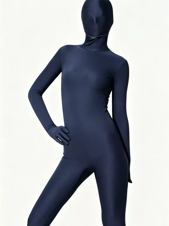 Unisex Dark Blue Lycra Spandex Zentai Suit