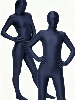 Unisex Dark Blue Lycra Spandex Zentai Suit