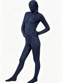 Unisex Dark Blue Lycra Spandex Zentai Suit