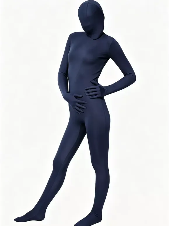Unisex Dark Blue Lycra Spandex Zentai Suit