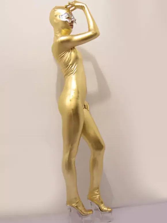Unisex Faux Latex Metallic Bodysuit Adult Zentai Suit Skin-Tight Bodysuit Zentai Costume Full Body Closed Toe Ultra-Thin Pantyhose Bodystocking Underwear
