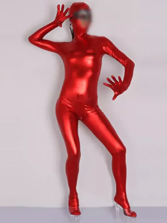 Unisex Faux Latex Metallic Bodysuit Adult Zentai Suit Skin-Tight Bodysuit Zentai Costume Full Body Closed Toe Ultra-Thin Pantyhose Bodystocking Underwear