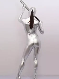 Unisex Faux Latex Metallic Bodysuit Adult Zentai Suit Skin-Tight Bodysuit Zentai Costume Full Body Closed Toe Ultra-Thin Pantyhose Bodystocking Underwear