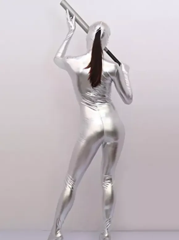Unisex Faux Latex Metallic Bodysuit Adult Zentai Suit Skin-Tight Bodysuit Zentai Costume Full Body Closed Toe Ultra-Thin Pantyhose Bodystocking Underwear