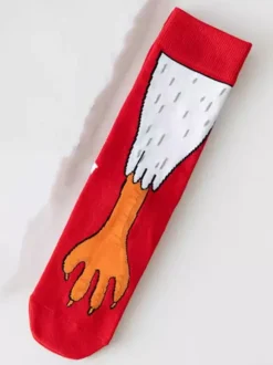 Unisex Funny Chicken Paw Long Socks Cute Animal Print Novelty Socks
