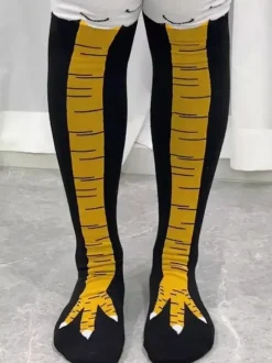 Unisex Funny Chicken Paw Socks Yoga Socks Size M is calf length socks L is over the knee socks