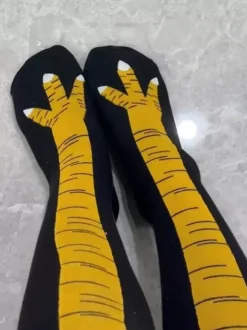 Unisex Funny Chicken Paw Socks Yoga Socks Size M is calf length socks L is over the knee socks
