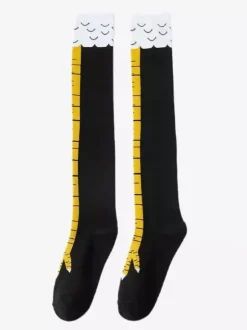 Unisex Funny Chicken Paw Socks Yoga Socks Size M is calf length socks L is over the knee socks