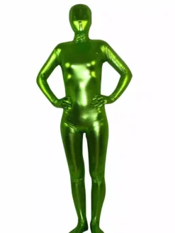 Unisex Green Shiny Metallic Zentai Suit
