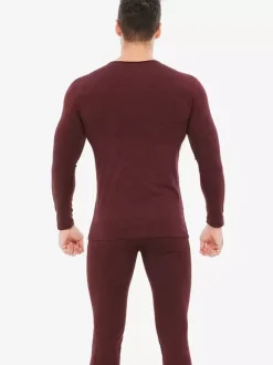 Unisex Underwear Set Fleece Lined Slim Fit V-Neck Seamless Top And Bottom