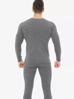 Unisex Underwear Set Fleece Lined Slim Fit V-Neck Seamless Top And Bottom