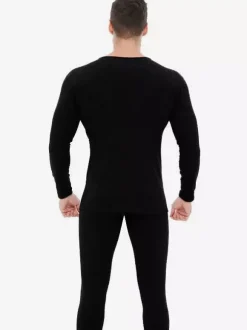 Unisex Underwear Set Fleece Lined Slim Fit V-Neck Seamless Top And Bottom