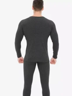 Unisex Underwear Set Fleece Lined Slim Fit V-Neck Seamless Top And Bottom