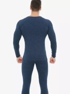 Unisex Underwear Set Fleece Lined Slim Fit V-Neck Seamless Top And Bottom
