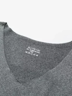 Unisex Underwear Set Fleece Lined Slim Fit V-Neck Seamless Top And Bottom