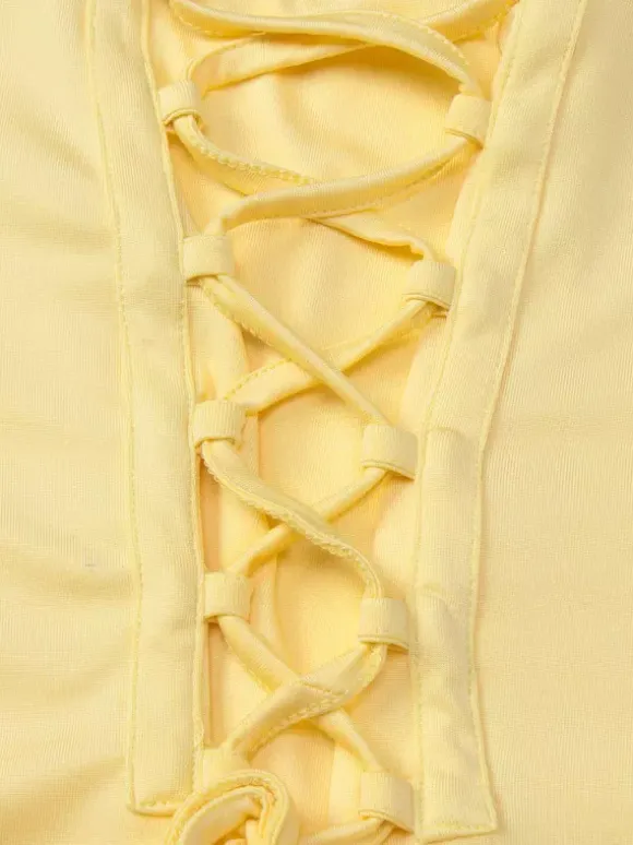 Vacation Dresses Creamy Yellow Ruched Maxi Dress For Women Elegant Evening Style