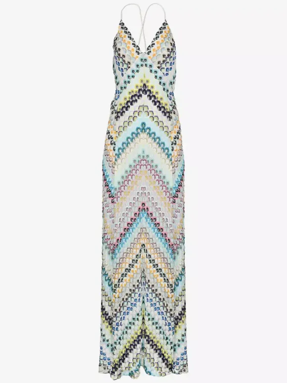 Vacation Dresses Maxi Backless Sleeveless Halter Casual Blue Summer Dress
