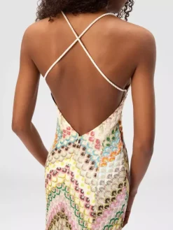 Vacation Dresses Maxi Backless Sleeveless Halter Casual Blue Summer Dress