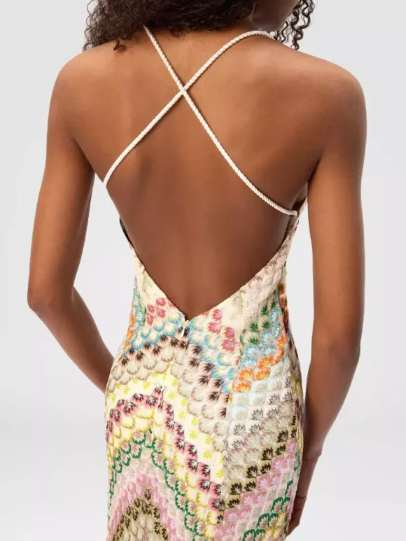 Vacation Dresses Maxi Backless Sleeveless Halter Casual Blue Summer Dress