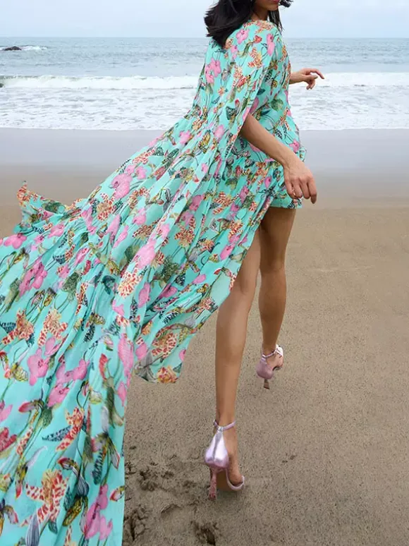 Vacation Dresses Maxi Ruffles Sleeveless Jewel Neck Sexy Black Bohemian Dress