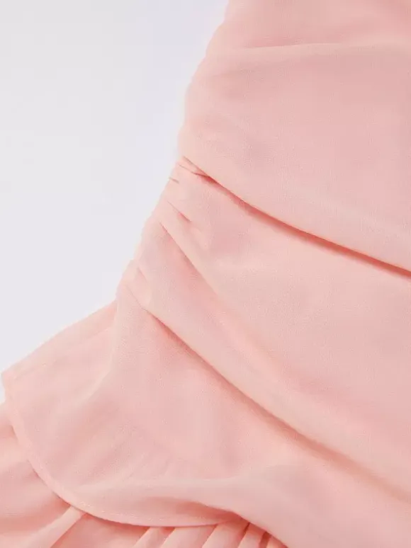 Vacation Dresses Maxi Sheer Sleeveless V-Neck Elegant Pink Summer Dress