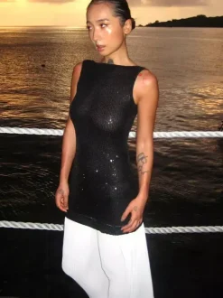 Vacation Dresses Maxi Sleeveless Casual Black Dress