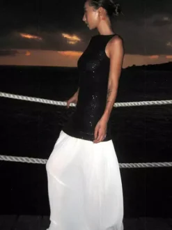 Vacation Dresses Maxi Sleeveless Casual Black Dress
