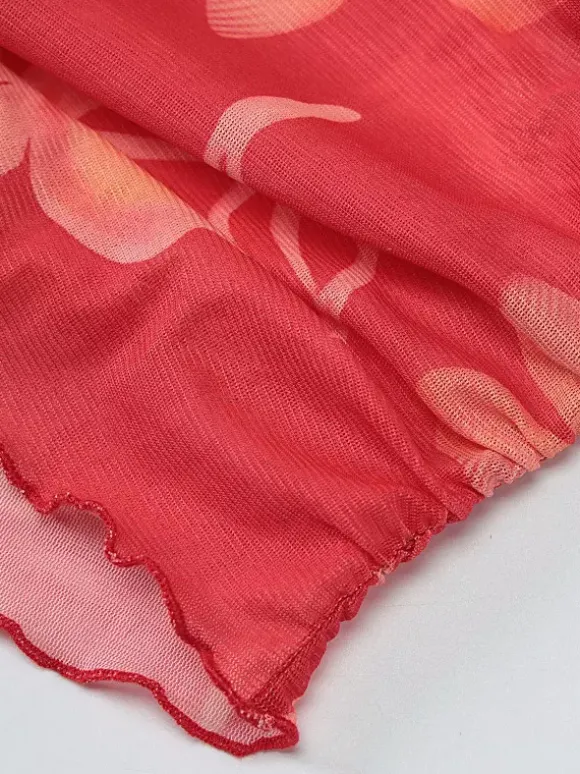 Vacation Dresses Maxi Sleeveless Floral Print Halter Casual Red Summer Dress