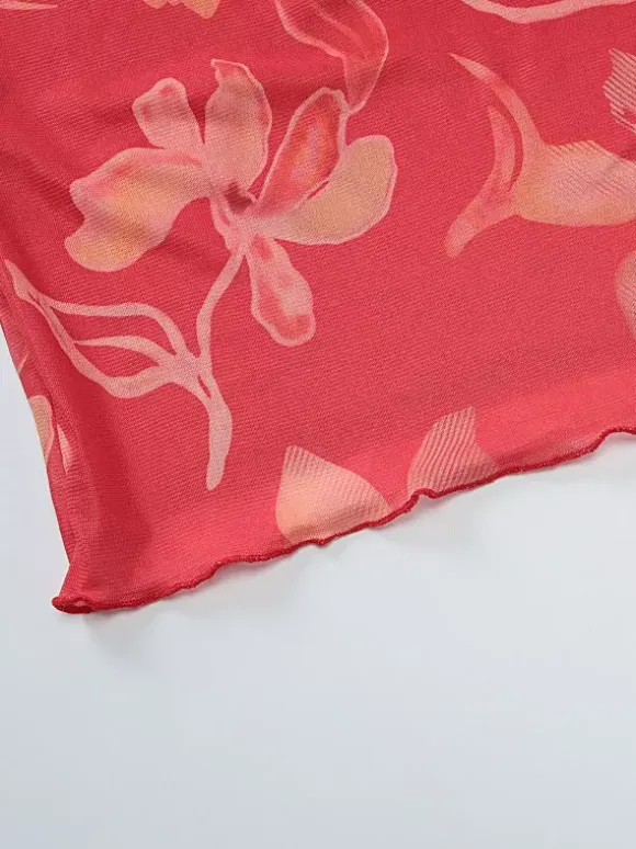 Vacation Dresses Maxi Sleeveless Floral Print Halter Casual Red Summer Dress