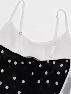 Vacation Dresses Maxi Sleeveless Polka Dot V-Neck Sexy Black Dress