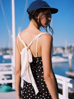 Vacation Dresses Maxi Sleeveless Polka Dot V-Neck Sexy Black Dress