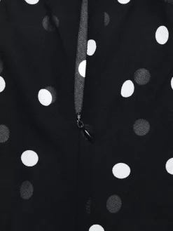 Vacation Dresses Maxi Sleeveless Polka Dot V-Neck Sexy Black Dress