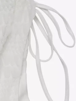 Vacation Dresses Mini Backless Lace Up Pleated Sleeveless V-Neck Casual White Dress