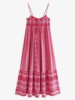 Vacation Dresses Open Shoulder Knitted Sleeveless Patchwork Straps Neck Chic Peach Dress
