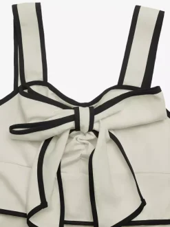 Vacation Dress Ivory Contrast Black Trim Cami Midi Straps Summer Dress