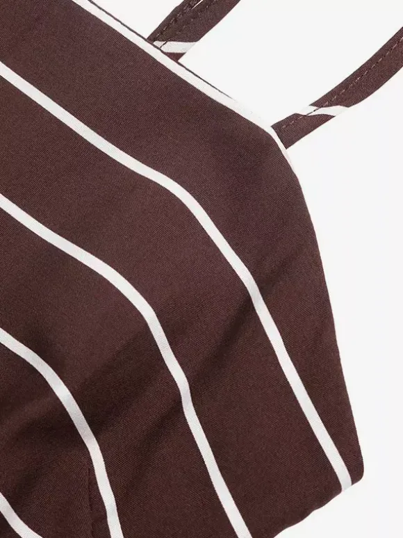 Vacation Long Dress Striped Cami Maxi Square Neck Elastic Cut Out Back Loose Flowy Summer Sundress