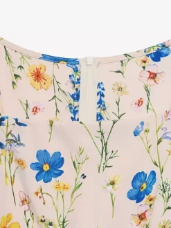 Vacation Sundress Maxi Square Neck Short Sleeves Floral Print Flowy Dress