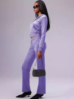 Velour Tracksuit Set Zip-up Hoodie And Pants For Women 2026