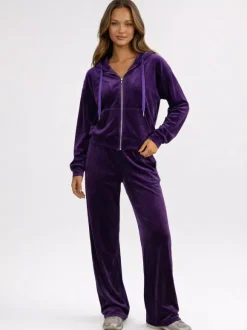 Velour Wide Leg Casual Fit Tracksuit For Women 2026