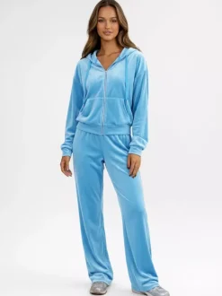 Velour Wide Leg Casual Fit Tracksuit For Women 2026