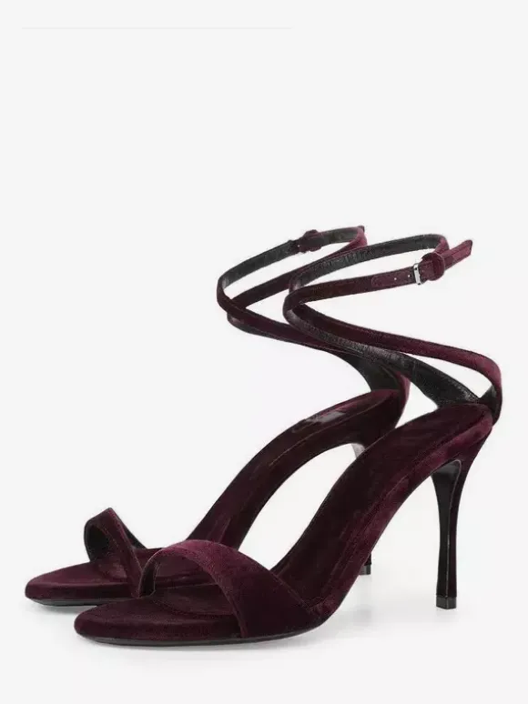 Velvet High Heel Sandals Open Toe Criss Cross Party Shoes